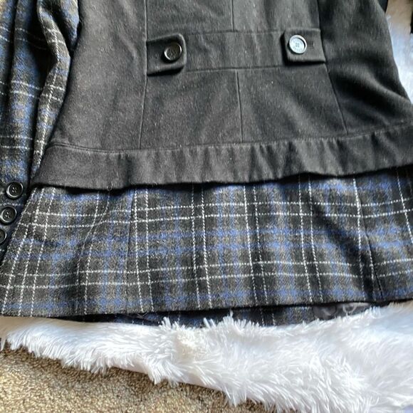 Guess Jacket Pea Coat Plaid Wool Blend Button Front Y2K Lined Women’s Sz Medium - Picture 10 of 15